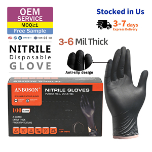 Guantes de Nitrilo Negros Gruesos No Estériles para Examen Médico, Grado Alimenticio, Listos para Comercio Electrónico, EPP, Guantes de Nitrilo, Caja Personalizada, OEM - Product Image 1