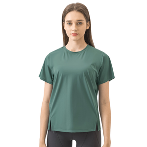 Camiseta Deportiva de Verano para Mujer, Ligera, Transpirable, de Malla, Manga Corta, Cuello Alto, con Abertura Frontal y Logotipo, Nailon y Elastano - Product Image 1