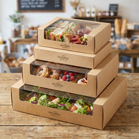 Boîte à lunch jetable en papier anti-fuite avec couvercle sécurisé, récipient alimentaire écologique pour emporter facilement