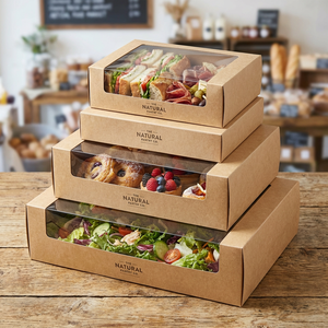 Boîte à lunch jetable en papier anti-fuite avec couvercle sécurisé, récipient <span class=keywords><strong>alimentaire</strong></span> écologique pour emporter facilement - Product Image 2