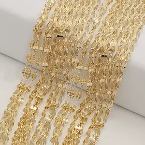 Pabrik Rantai Bibir Emas Kuning Solid AU585 14K Rantai Perhiasan Emas Murni Disesuaikan Perhiasan Grosir