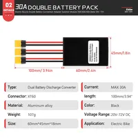 Convertisseur de décharge de batterie double/double pour vélo électrique, module de commutation parallèle 20A 30A 40A 20V-72V en alliage d'aluminium avec connecteur XT60, pièces pour vélo électrique