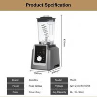 Robot culinaire électrique 3-en-1 2200W Crest Silver Bardefu – Mixeur, hachoir et centrifugeuse professionnel robuste