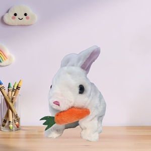 Coniglio Elettrico di Peluche Bianco, Simulazione Animale Domestico, Coniglio Radish che Corre e Canta, Giocattolo in Velluto Caldo, Adorabile Bambola Cartone Animato in Plastica - Product Image 3