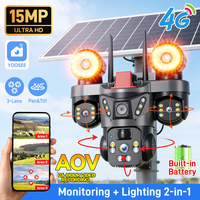 Caméra solaire 15MP à 3 écrans, 4G SIM, reconnaissance IA sans fil 24/7, détection de mouvement, longue autonomie de la batterie, bidirectionnelle