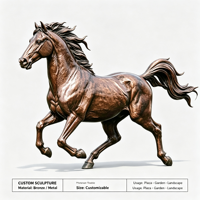 Sculpture de cheval en bronze moulé, statue de cheval au galop, figurine d'animal en métal, taille et couleur personnalisées, décoration pour la maison, le bureau ou le jardin
