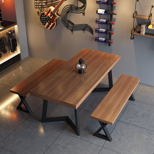 Juegos De restaurantes De madera De roble para cafetería De comida rápida industrial, juego De Mesa De comedor De 4 asientos, juegos De mesa y sillas De cafetería para restaurante - Product Image 6