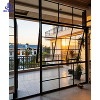 Ventana de Aluminio con Doble Acristalamiento Templado, Estilo Vintage Francés, Diseño de Rejilla Negra Personalizada, Estándar Australiano