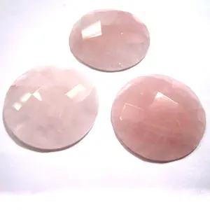 Natural gemstone rose quartz 20mm round cabochon faceted jewelry