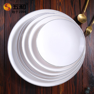 Melamine Round Plate White Durable Hotel Restaurant Use - Product Image 2