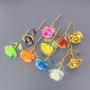 Rosa Colorata con Foglia d'Oro per Regali di <span class=keywords><strong>Compleanno</strong></span>, San Valentino e Festa della Mamma - Product Image 5