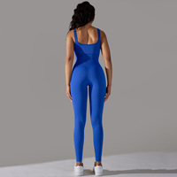 Combinaison de sport sans couture en tricot pur, couleur unie, col plat, pour la course à pied, le fitness, le yoga, combinaison une pièce