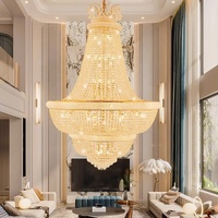 Lustre en cristal LED or décoratif d'intérieur exquis de luxe K9 Lustre d'hôtel Lumière pour hauts plafonds
