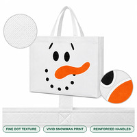 Sacs fourre-tout écologiques non tissés avec logo personnalisé Bonhomme de neige, design à poignées, taille moyenne - Option cadeau pour les courses