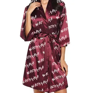 ZZYUP 121 Bulk Sexy Lingerie Satin Robes Lounge wear Women's Sleepwear Sheer Lace Back robe panties sexy nighty for honeymoon