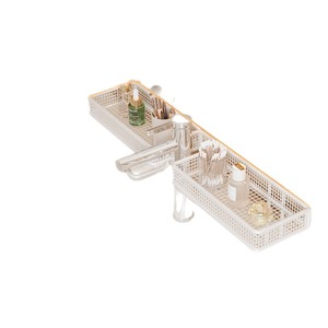 Étagère rectangulaire blanche pour lavabo de salle de bain, sur pied, sans perçage, pour articles de soins personnels - Product Image 2