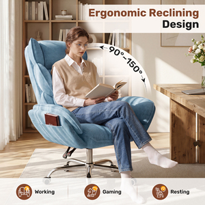 Chaise de bureau pivotante rembourrée moderne, accoudoirs réglables multi-angles, coussin épais, chaise de bureau confortable, chaise d'ordinateur rembourrée - Product Image 3