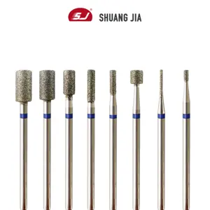 SHUANGJIA All Size Barrel Shape High Quality Manicure Machine Medium Diamond Russian Nail Drill Bits To Place The Nail Drill