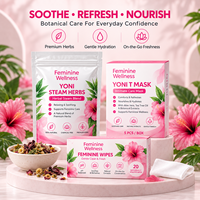Kit de Soins Intimes Marque Blanche OEM : Lavage Yoni, Herbes pour Bain de Vapeur, Suppositoires Boriques, Capsules Probiotiques, Masque Intime, Lingettes, Applicateurs