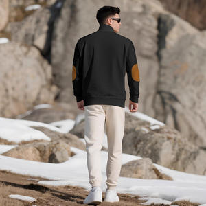 Sweat-shirt pour homme personnalisé de haute qualité en tricot jacquard texturé à col montant à manches longues pour l'extérieur - Product Image 3