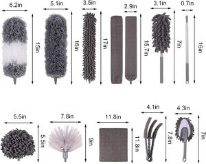 Pôle <span class=keywords><strong>télescopique</strong></span> extensible en acier inoxydable, <span class=keywords><strong>plumeau</strong></span> en <span class=keywords><strong>microfibre</strong></span> pour le nettoyage des ventilateurs de plafond - Product Image 2