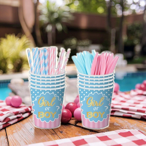 Tema moderno rosa <span class=keywords><strong>blu</strong></span> che rivela il genere per bambini che svelano le stoviglie per feste Set per ragazzi ragazze tovaglioli di carta bicchieri per il genere rivelano il bambino - Product Image 5