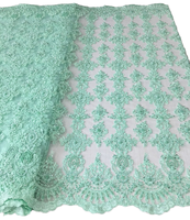 Nouvelle Arrivée Tissu de Robe de Mariage pour Filles et Bébés, Tulle Brodé de Fleurs 3D en Maille, Dentelle de Haute Qualité, Robe de Soirée Tendance 100%