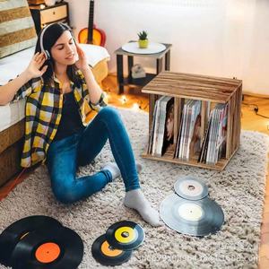 Wooden Vinyl Record Rack Solid Wood Storage <b>Box</b> For Home <b>Music</b> Collection Organize Records And CDs - Product Image 1