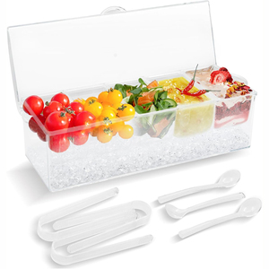 Contenedor Grande de Plástico Refrigerado para Condimentos con 5 Recipientes para Conservación de Frescura, Ideal para Bares y Fiestas - Product Image 2