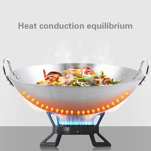 <span class=keywords><strong>Wok</strong></span>-sartén profesional de acero inoxidable, 32-80cm, dos mangos - Product Image 4