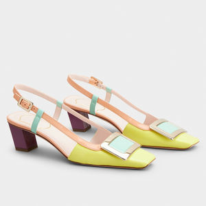 Cina scarpe fabbrica Logo personalizzato in pelle <span class=keywords><strong>donna</strong></span> Design <span class=keywords><strong>Slingback</strong></span> con fibbia Matel tacco grosso vestito scarpe da <span class=keywords><strong>donna</strong></span> pompe - Product Image 1