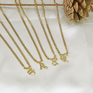 Collar con Cadena de Eslabones y Dije Inicial Personalizado, Nombre Personalizado, <span class=keywords><strong>Fuente</strong></span> Gótica Inglesa, 26 Letras Mayúsculas, para Mujer y Hombre - Product Image 6