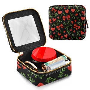 Hawaii Customized Puakenikeni <b>Lei</b> Black Red Heart Bow Retro Swirl Travel Makeup Bag - Product Image 3