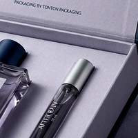 Boîte à parfum rigide de luxe sur mesure, style livre bleu magnétique, avec insert ajusté pour présentation, pour emballage de parfum personnalisé