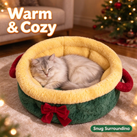 Lit de repos moderne pour animaux de compagnie, design hiver Noël, avec côtés surélevés de 20 cm, pour sieste, détente, confort thermique et réconfort, pour chats/chiens