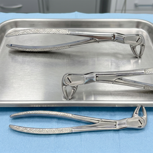 BK Industries Forceps d'extraction dentaire en acier inoxydable, modèle américain, pour molaires inférieures et dents de sagesse, côté gauche # Poignée moletée 22 12L - Product Image 6