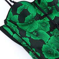 Corset Vintage Chinois Jacquard Floral pour Femme, avec Lacets au Dos et Fermeture Éclair Latérale, Bustier Amincissant la Taille – Vente en Gros