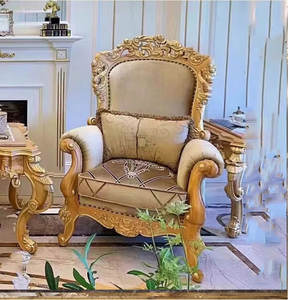 OE-FASHION Comfort squisito: divano personalizzabile con lamina d'oro e velluto giallo ricco | Divano singolo in legno massello realizzato a mano - Product Image 4