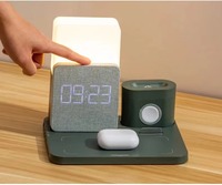 3-In-1 Draadloze Oplader Standaard Magnetische 15W Snel Opladen Wekker Telefoonhouder Smart Home Light