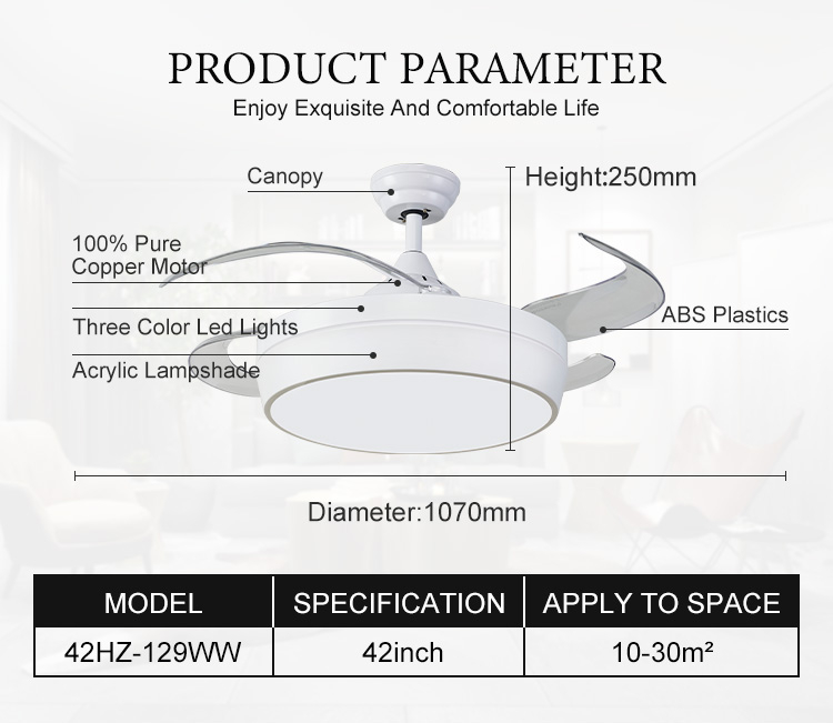 Chinese Supplier Nordic Smart Iron Material Bright White Ceiling Fan Light With Indoor