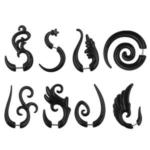 Set alat perenggang telinga akrilik Punk 10 16G, perhiasan tindik badan pembesar lubang telinga akrilik lancip Spiral terbuat dari baja tahan karat - Product Image 1