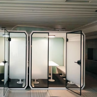 Cabine de réunion insonorisée professionnelle moderne en aluminium pour studio, bureau, hôtel, usage professionnel, enregistrement acoustique pour 6 personnes