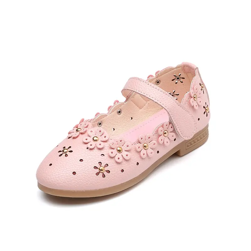 Lovely Children Shoes for Girls Soft Sole Cut-outs Shoes Flats Cute Baby Girls Fashion Casual Outdoor Walking Shoe PU OEM Floral
