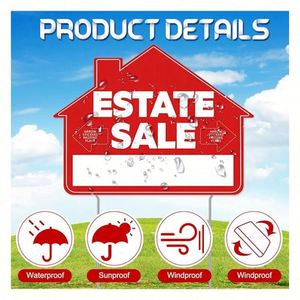 Letreros Inmobiliarios de Doble Cara para Venta de Propiedades, Plástico Corrugado Rojo y Blanco con Impresión Digital - Product Image 2