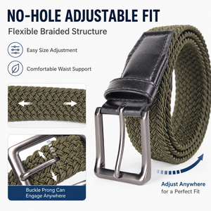 Cinturón Elástico Trenzado Personalizado con Punta de Cuero PU, Ajustable, Sin Agujeros, Cinturón Casual de Golf para Hombre y <span class=keywords><strong>Mujer</strong></span> - Product Image 2