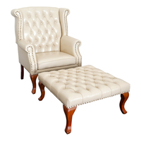 Fauteuil convertible en cuir, style rétro européen et américain, avec repose-pieds, dossier haut, fauteuil avec aile, pour le salon