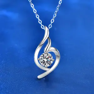 100% 925 sterling Silver tốt nhất bán thời trang của phụ nữ trang sức tình yêu Vòng cổ trái tim moissanite xương đòn Mặt dây chuyền quyến rũ