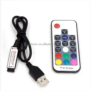 5V USB LED RGB RF Remote 17Key Mini Set cavo nero per USB RGB LED Strip Led Strip tape lighting