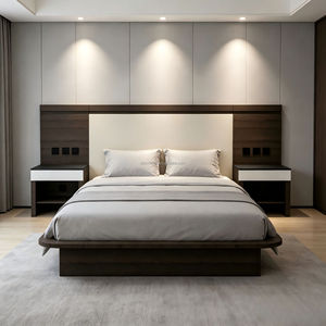 Fournisseur de meubles sur mesure OEM, ensemble de chambre à coucher pour hôtel 3 étoiles avec lit plateforme en MDF, tête de lit intégrée, tables de chevet assorties - Product Image 6