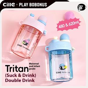 Gobelet de sport jetable Cille Monkey Tritan à double ouverture pour enfants, conception pour boire directement, portable, pour camping et activités de plein air, avec ventouse - Product Image 2